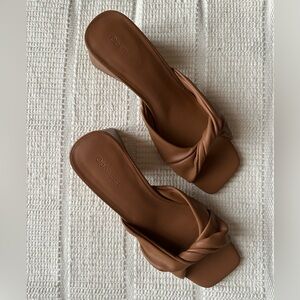 Camel Brown Heeled Sandals
